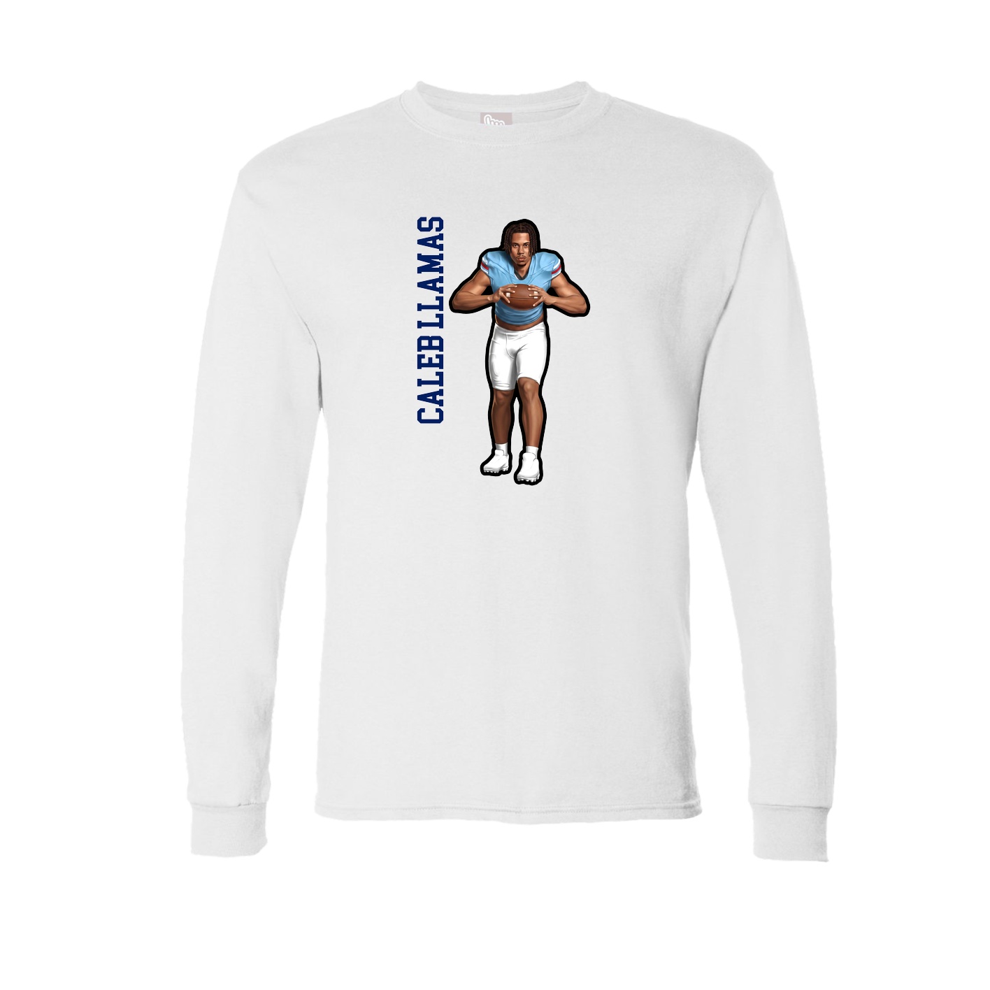 Long Sleeve Tee — Name Vertical in White