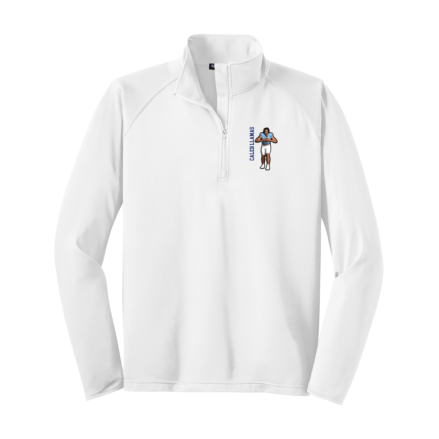 Q-Zip Pullover — Name Vertical in White