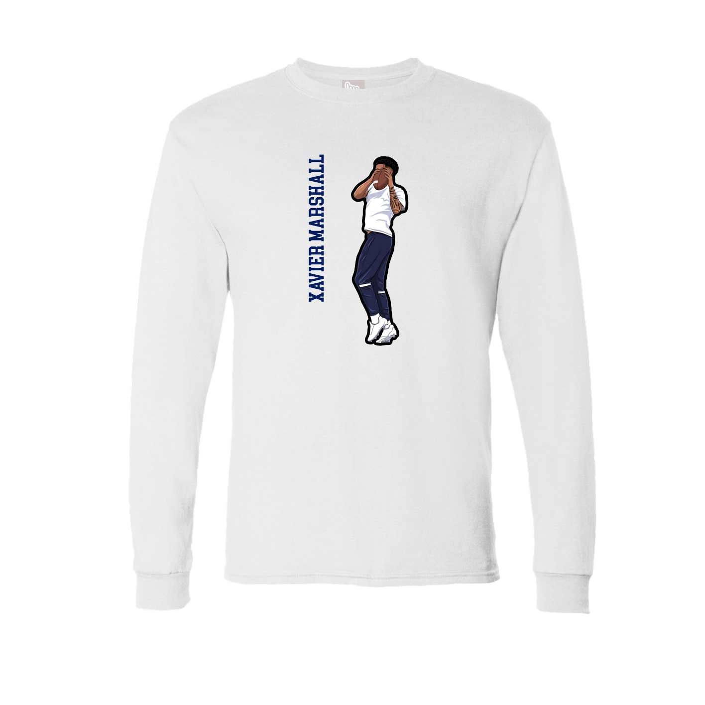 Long Sleeve Tee — Name Vertical in White