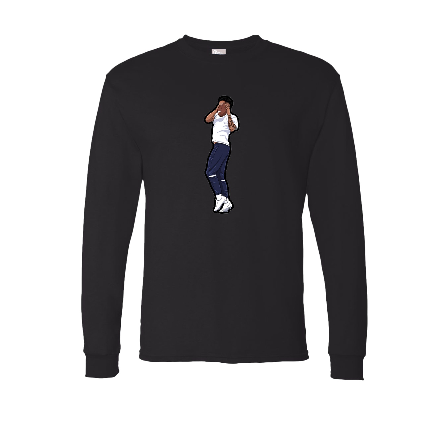 Long Sleeve Tee — Name Vertical in Black