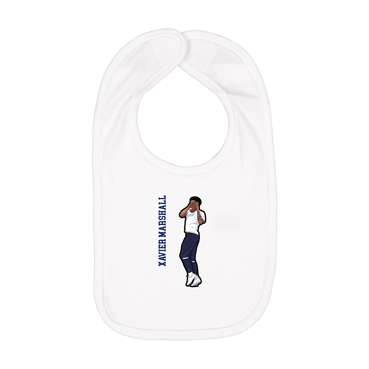Infant Bib — Name Vertical in White