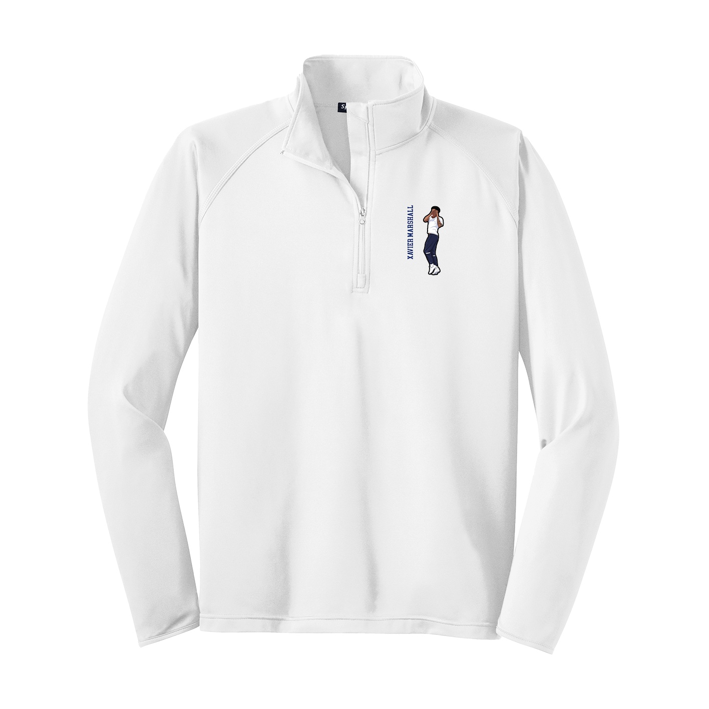 Q-Zip Pullover — Name Vertical in White
