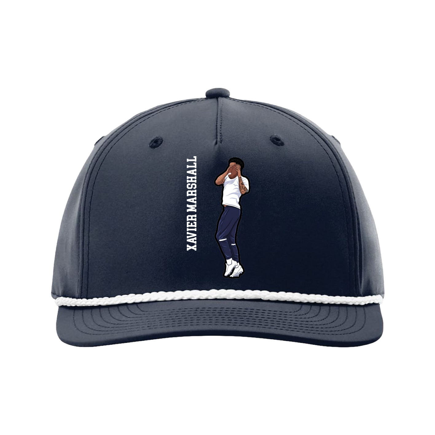 Five-Panel Classic Rope Cap — Name Vertical in Navy