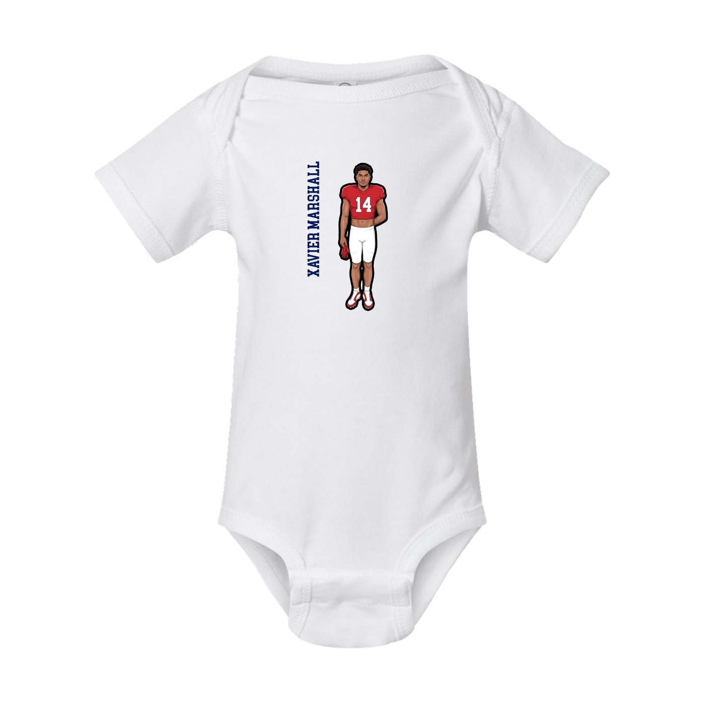Baby Onesie — Name Vertical in White