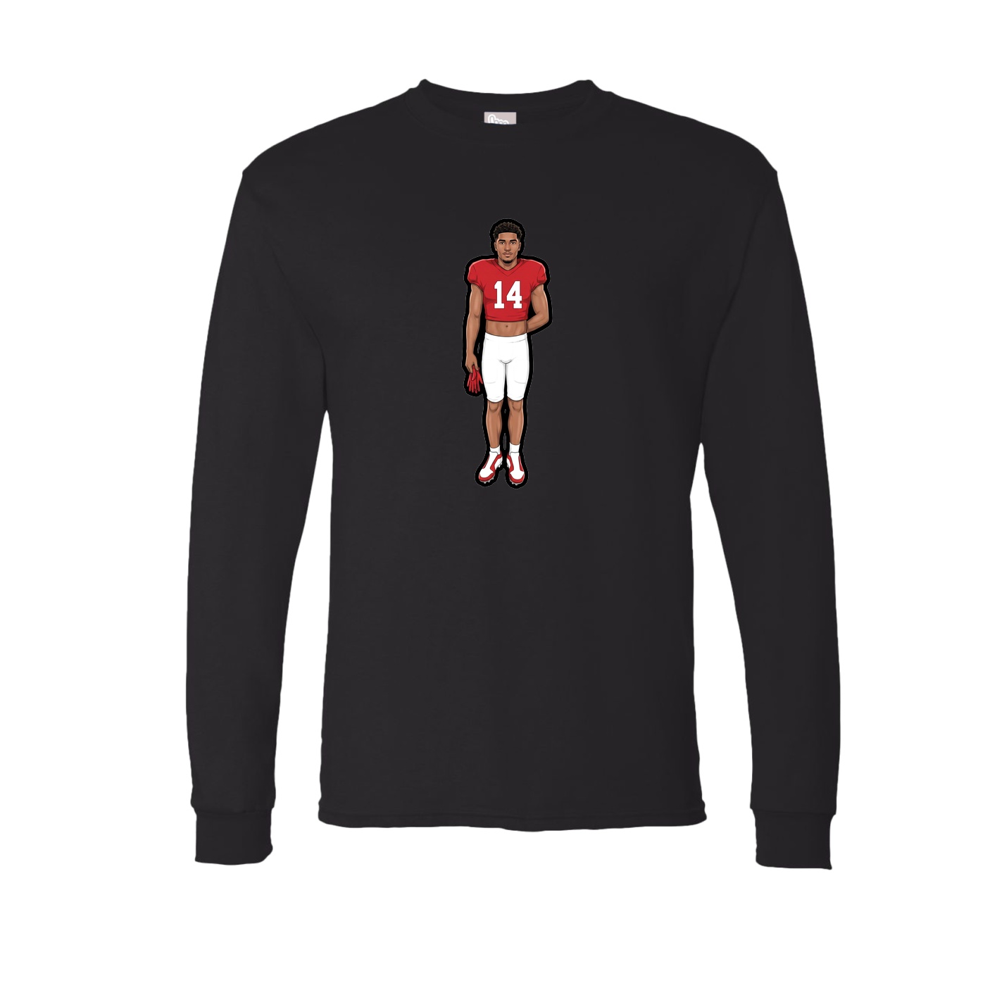 Long Sleeve Tee — Name Vertical in Black