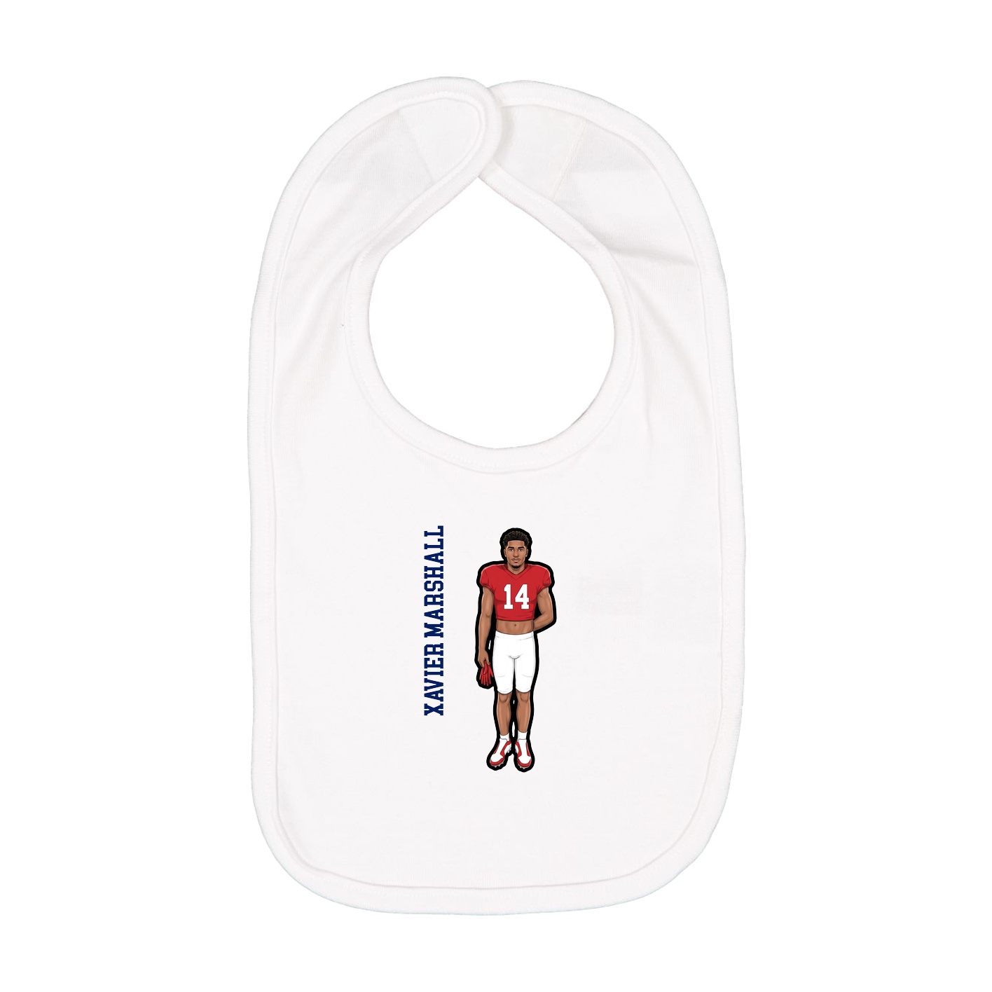 Infant Bib — Name Vertical in White