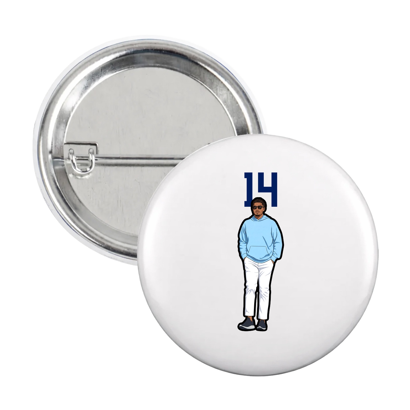 Game Day Button — Number Top in White