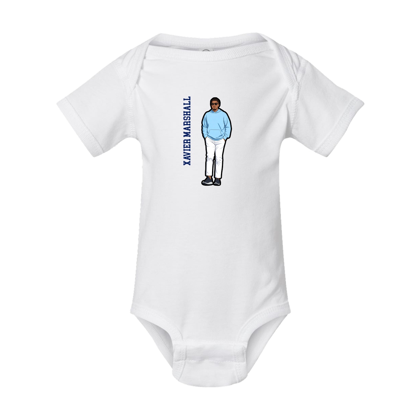 Baby Onesie — Name Vertical in White