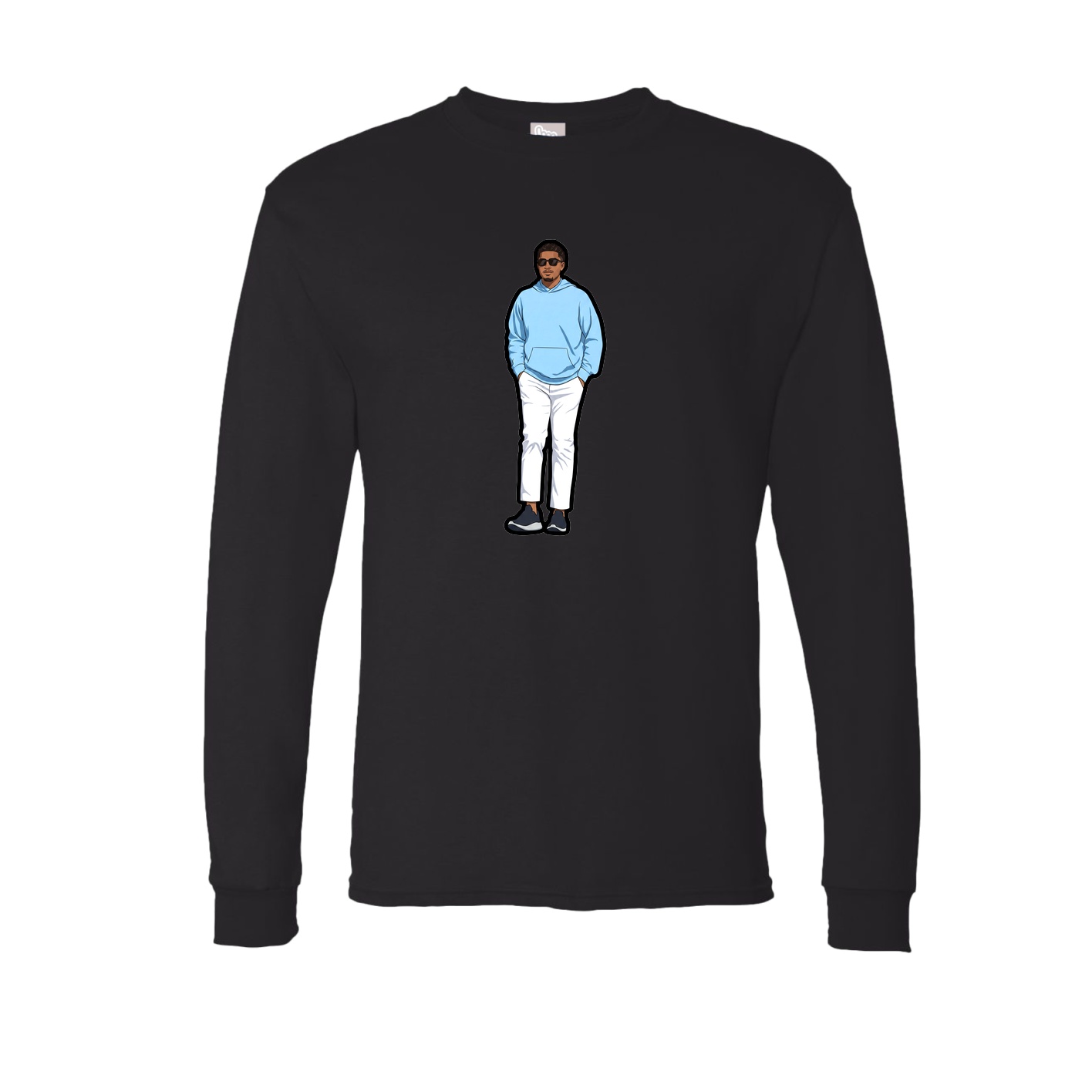 Long Sleeve Tee — Name Vertical in Black