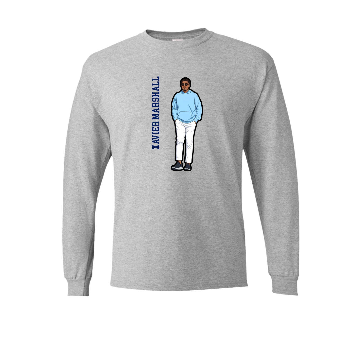 Long Sleeve Tee — Name Vertical in Grey