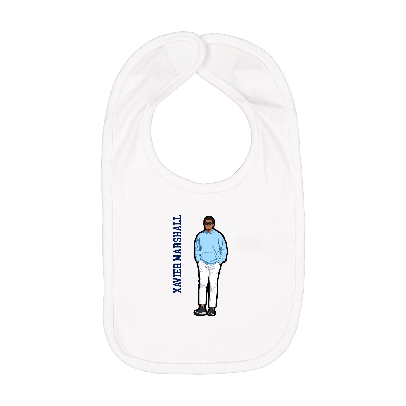 Infant Bib — Name Vertical in White
