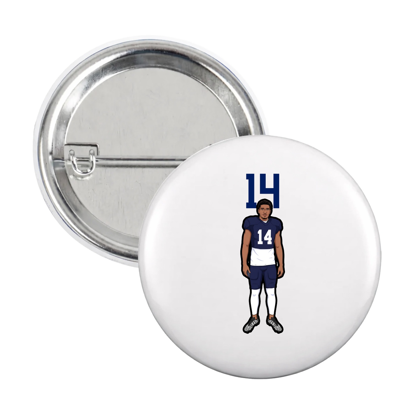 Game Day Button — Number Top in White