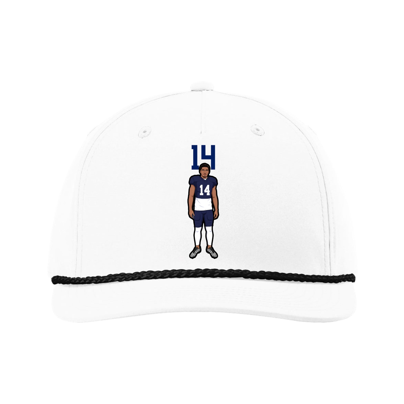 Five-Panel Classic Rope Cap — Number Top in White