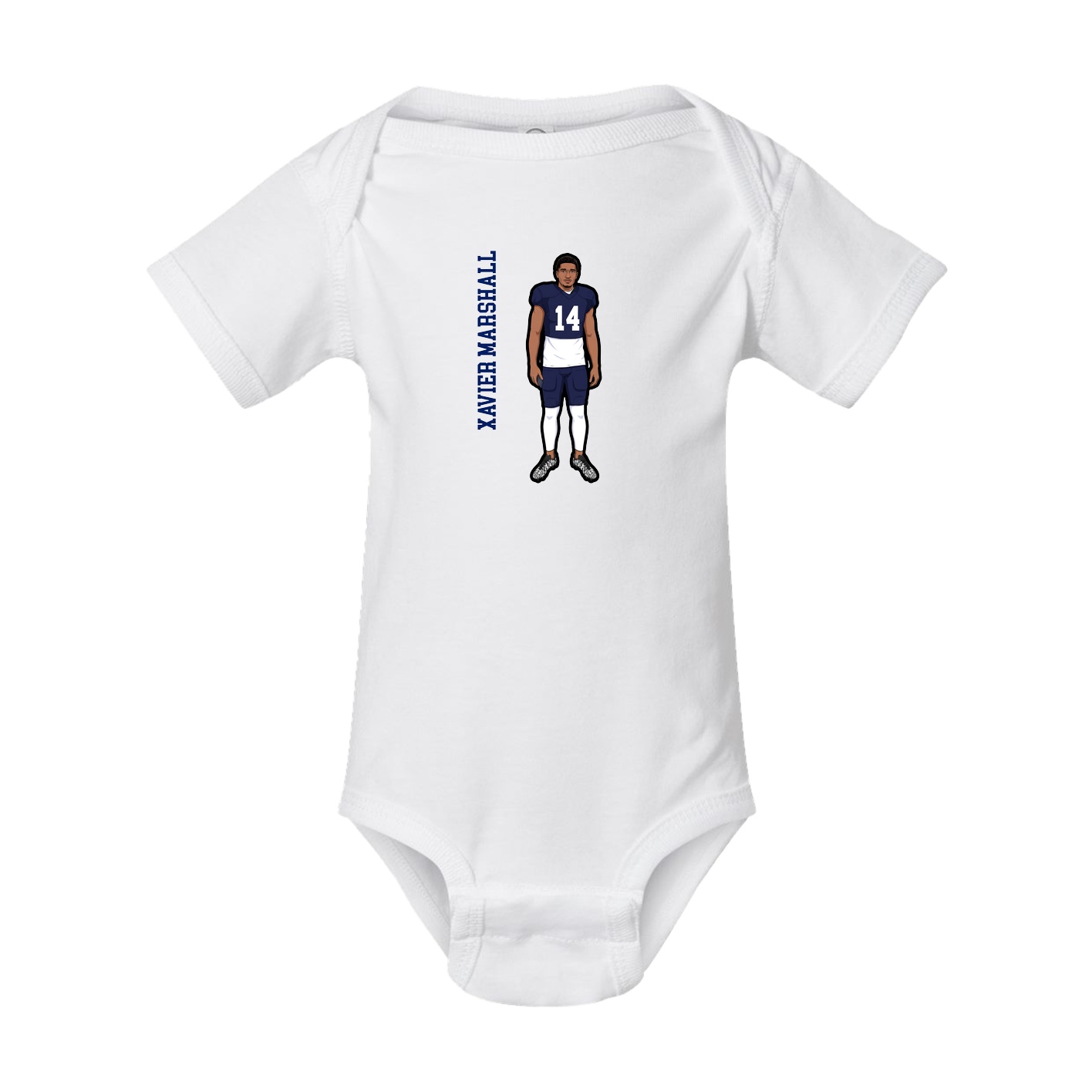 Baby Onesie — Name Vertical in White