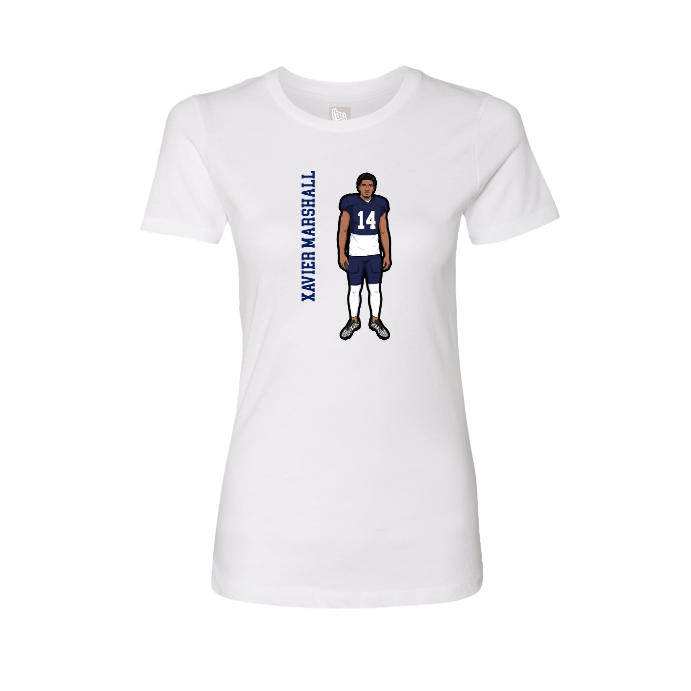 Womens Tee — Name Vertical in White