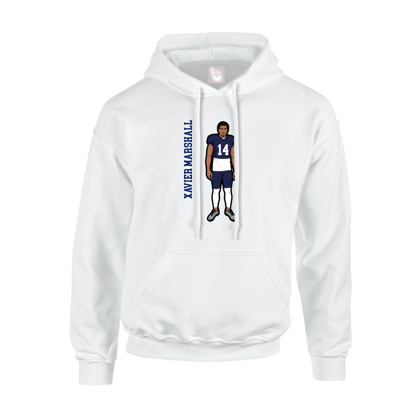 Youth Hoodie — Name Vertical in White