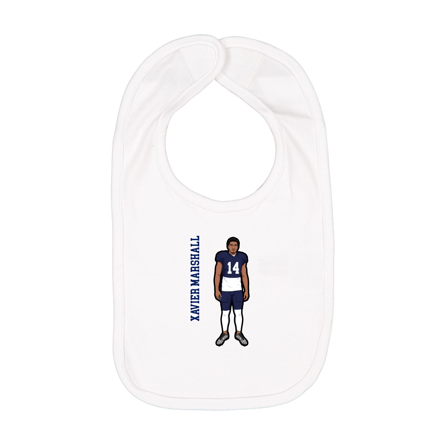 Infant Bib — Name Vertical in White