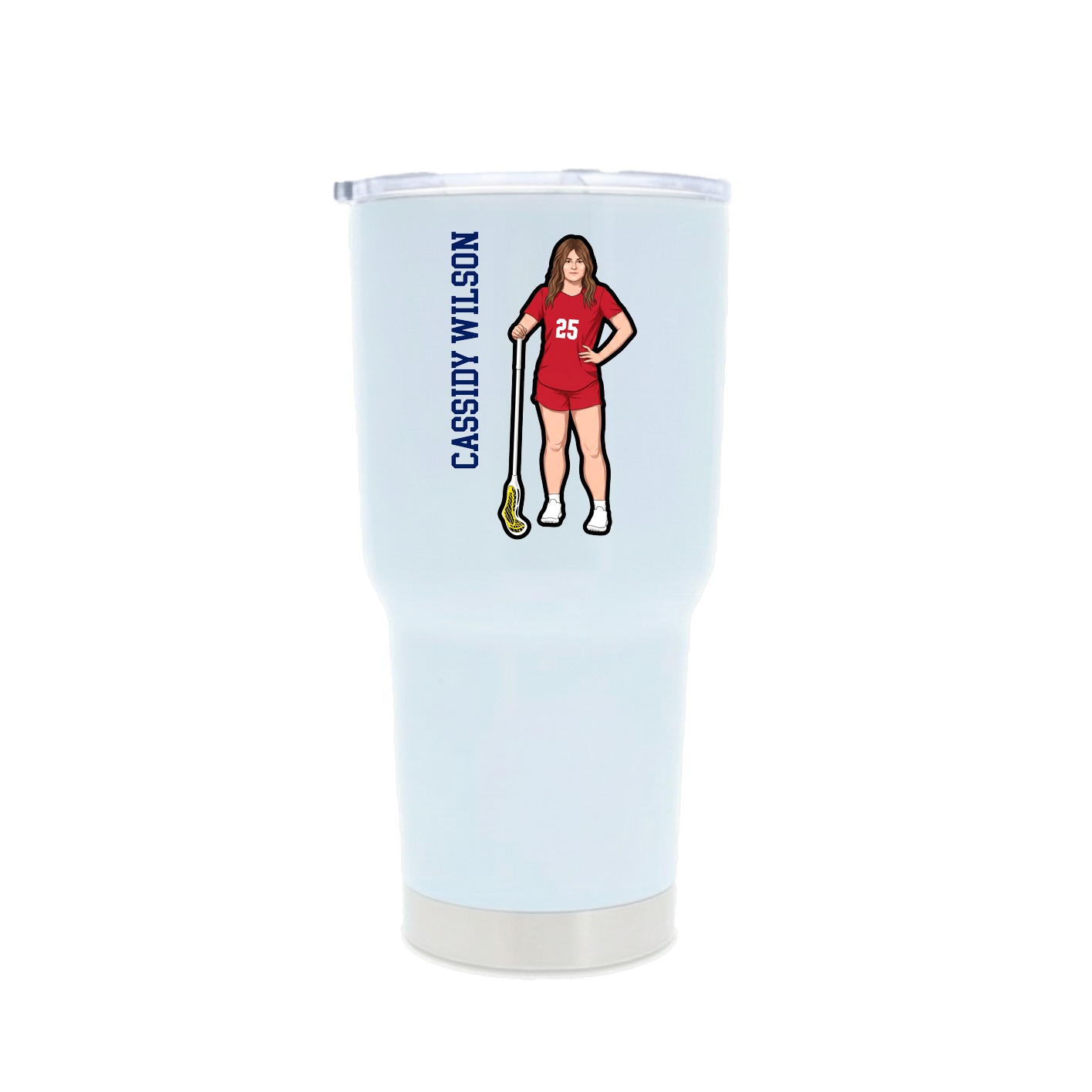 30oz Stainless Steel Tumbler — Name Vertical in White