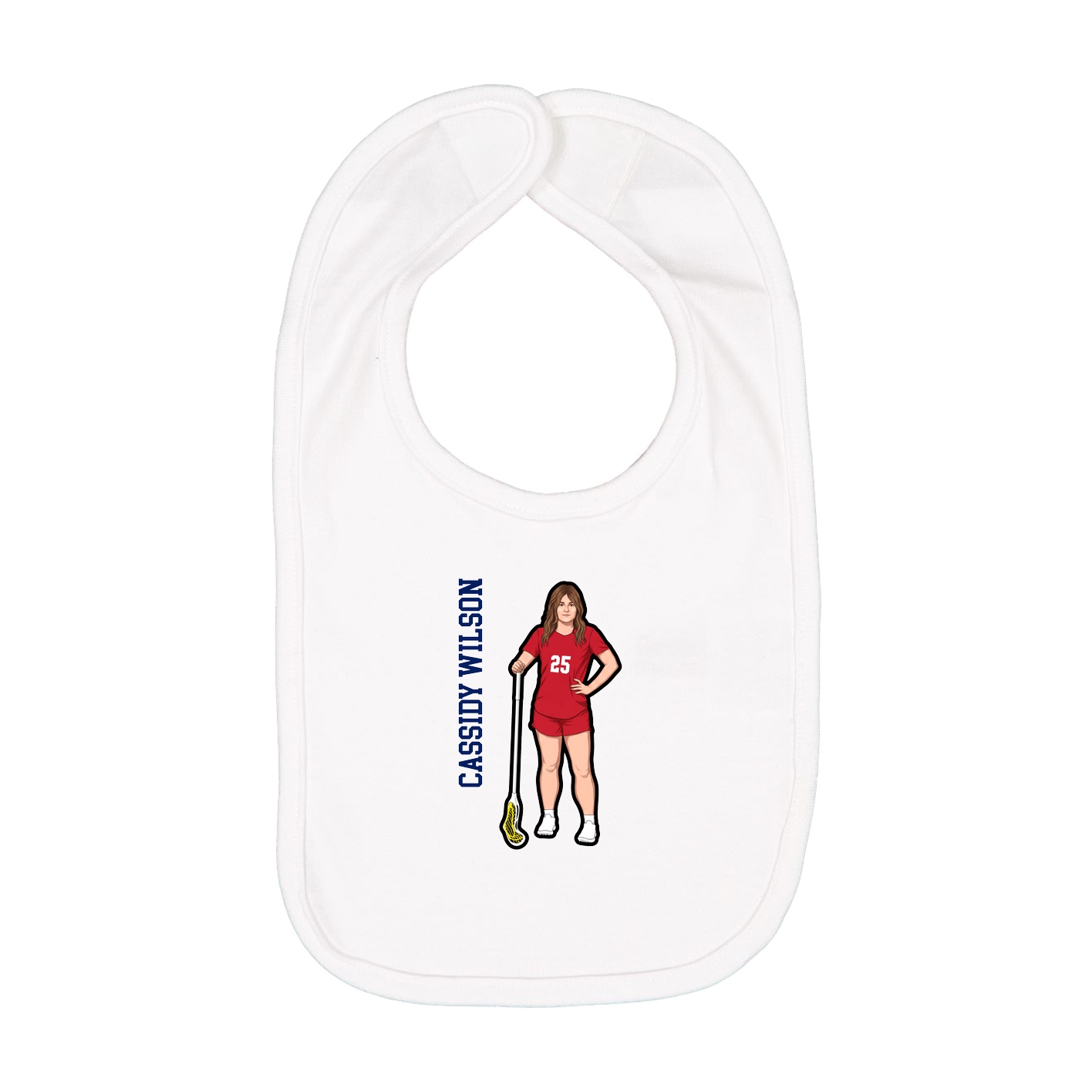Infant Bib — Name Vertical in White