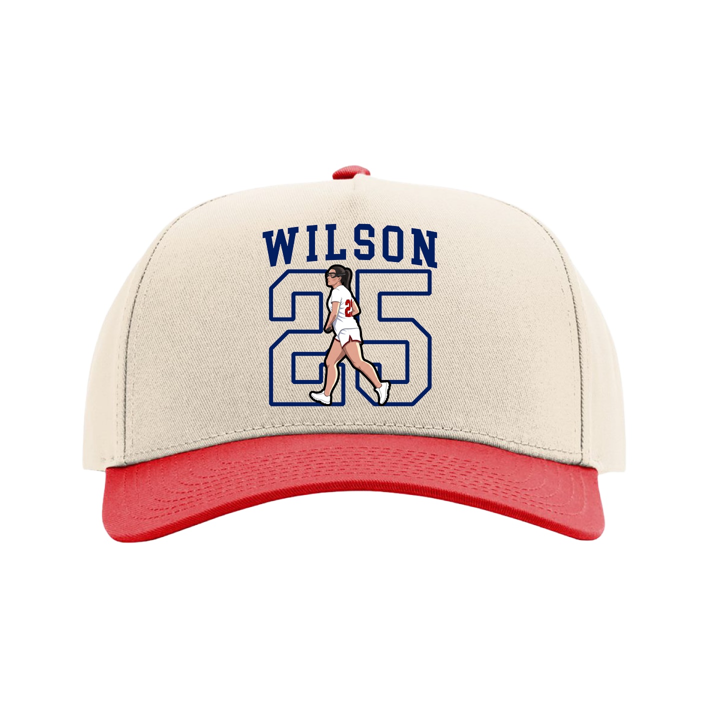 Full Fabric Five-Panel Champ Cap — Shirsey in Cream/Red