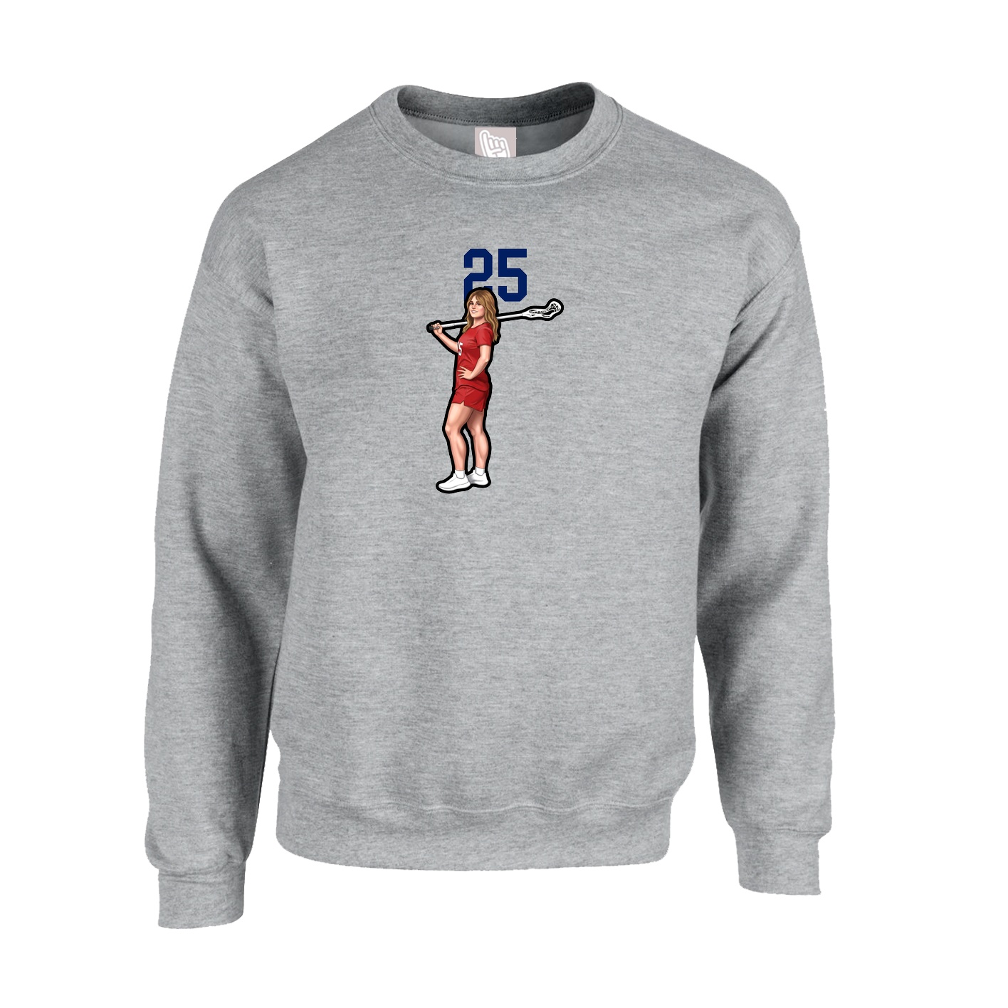Fleece Crew — Number Top in Grey