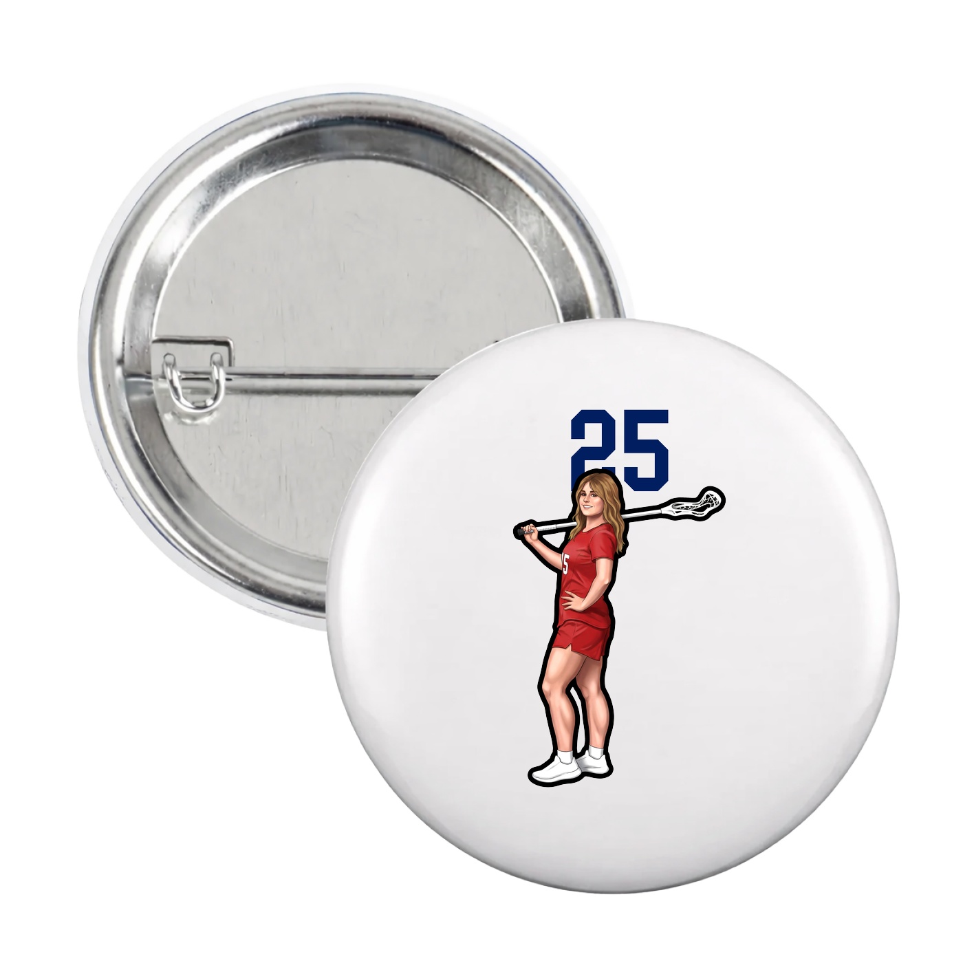 Game Day Button — Number Top in White