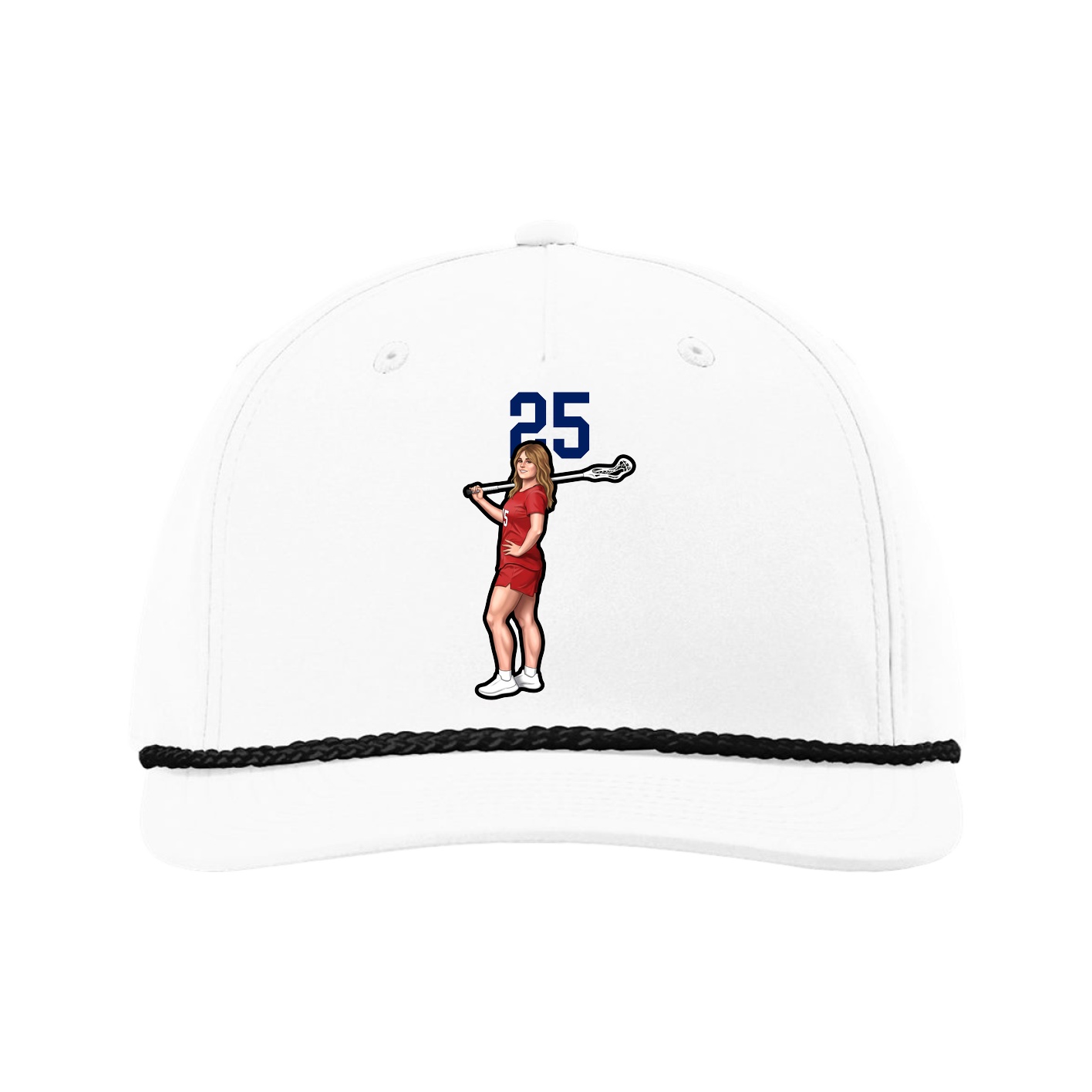 Five-Panel Classic Rope Cap — Number Top in White