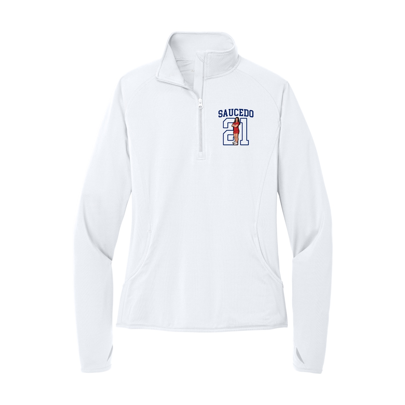Women's Q-Zip Pullover — Shirsey in White