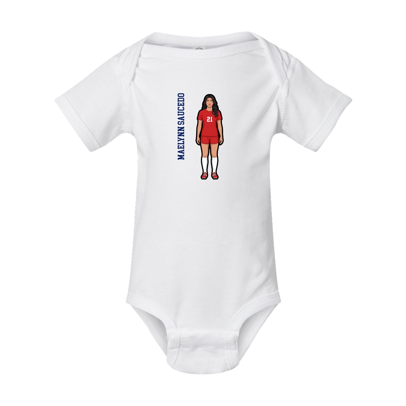 Baby Onesie — Name Vertical in White