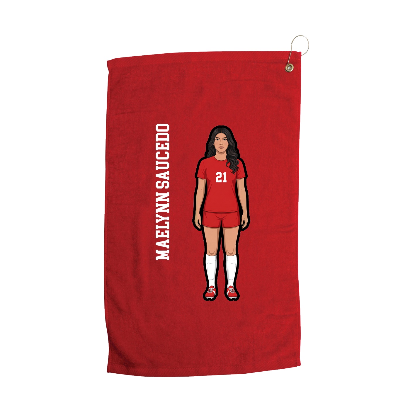 Golf Towel — Name Vertical in Red