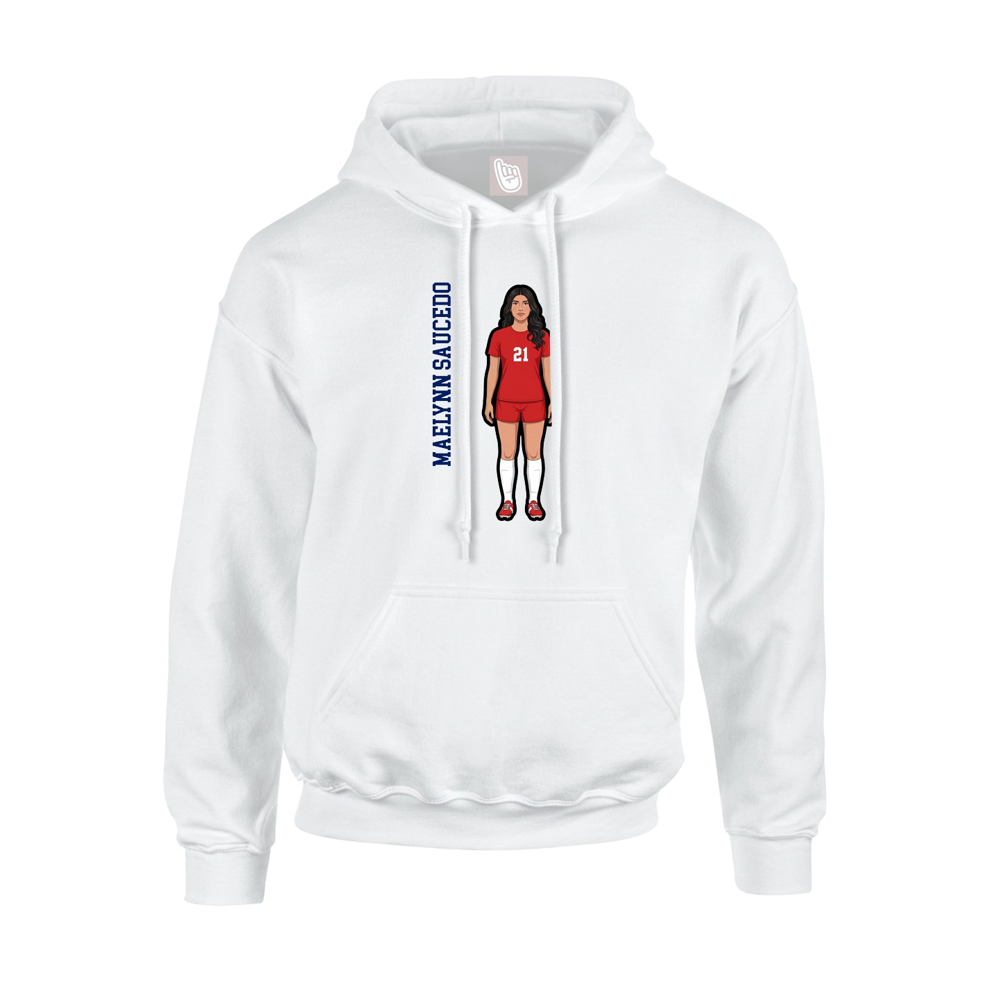 Youth Hoodie — Name Vertical in White