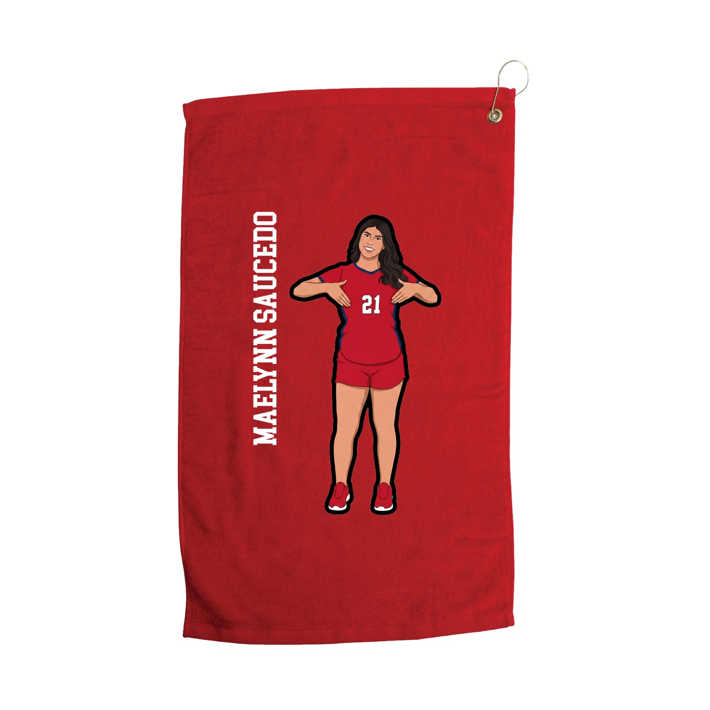 Golf Towel — Name Vertical in Red
