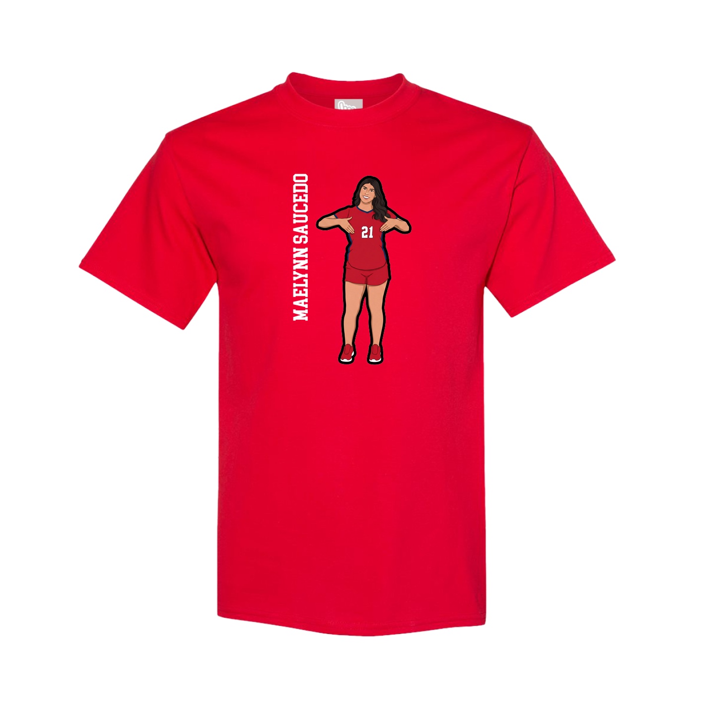 Youth Tee — Name Vertical in Red
