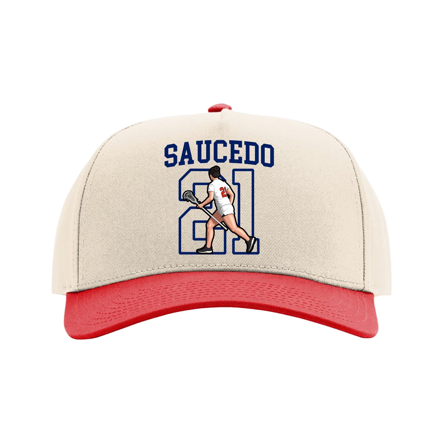 Full Fabric Five-Panel Champ Cap — Shirsey in Cream/Red