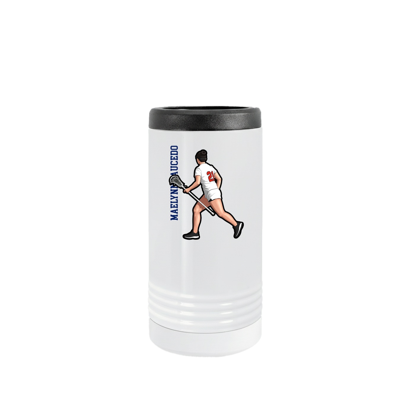 Slim Beverage Holder — Name Vertical in White