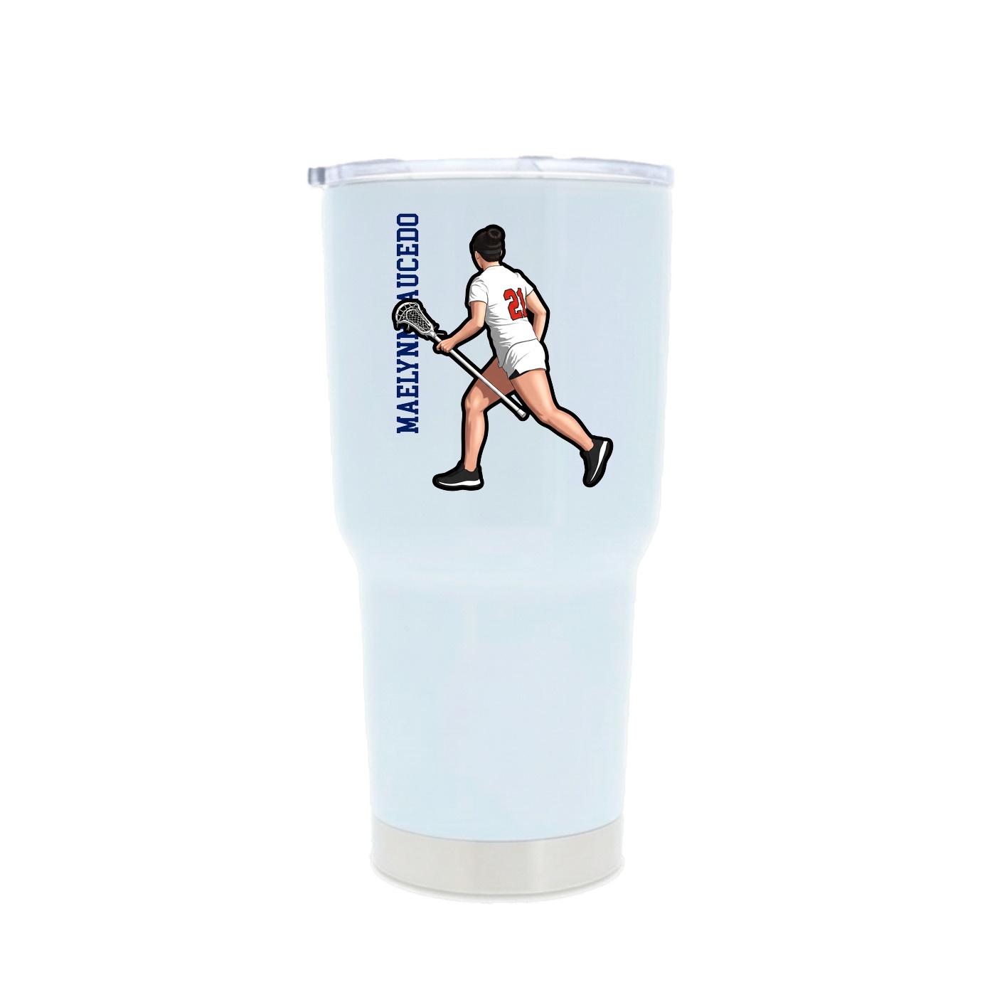 30oz Stainless Steel Tumbler — Name Vertical in White