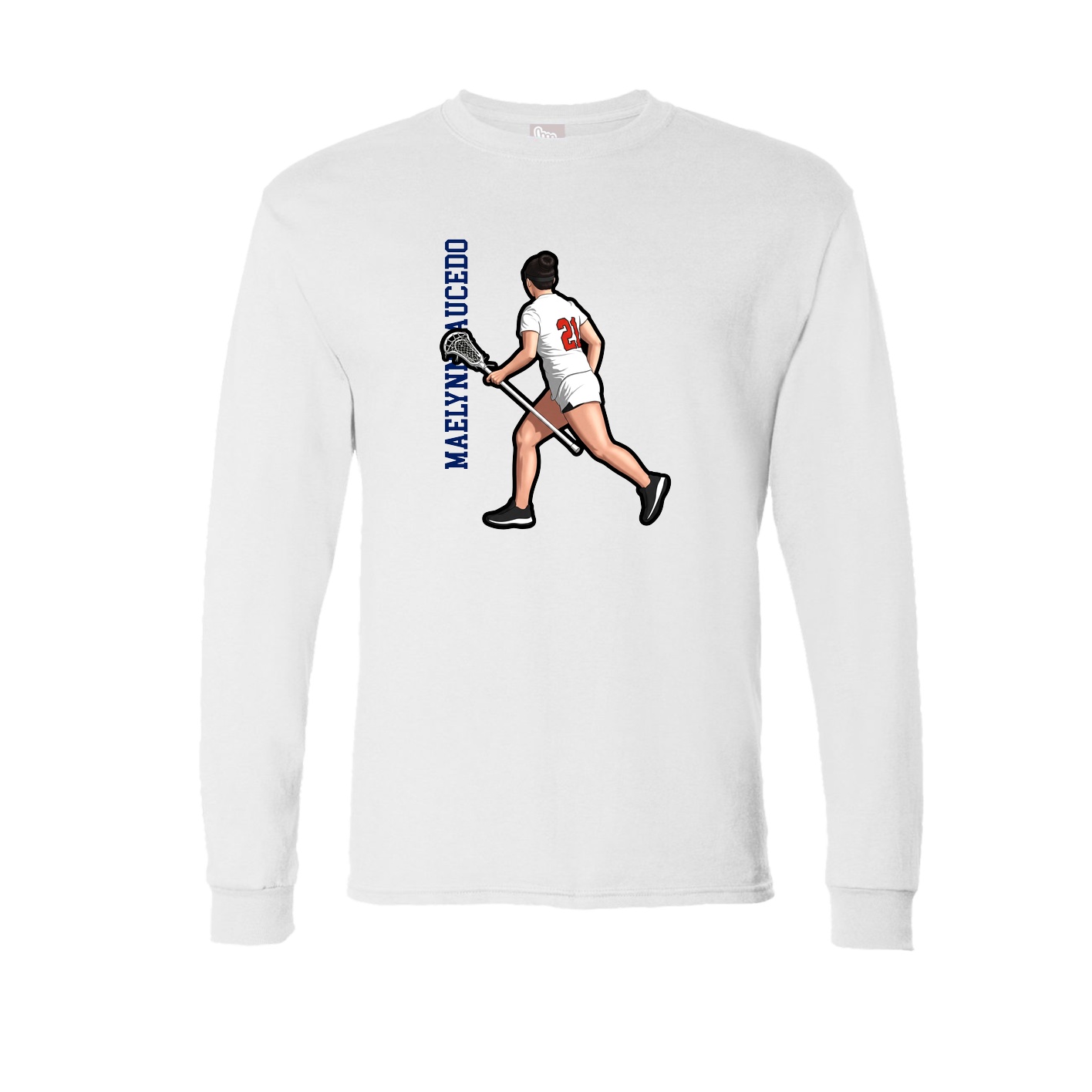 Long Sleeve Tee — Name Vertical in White