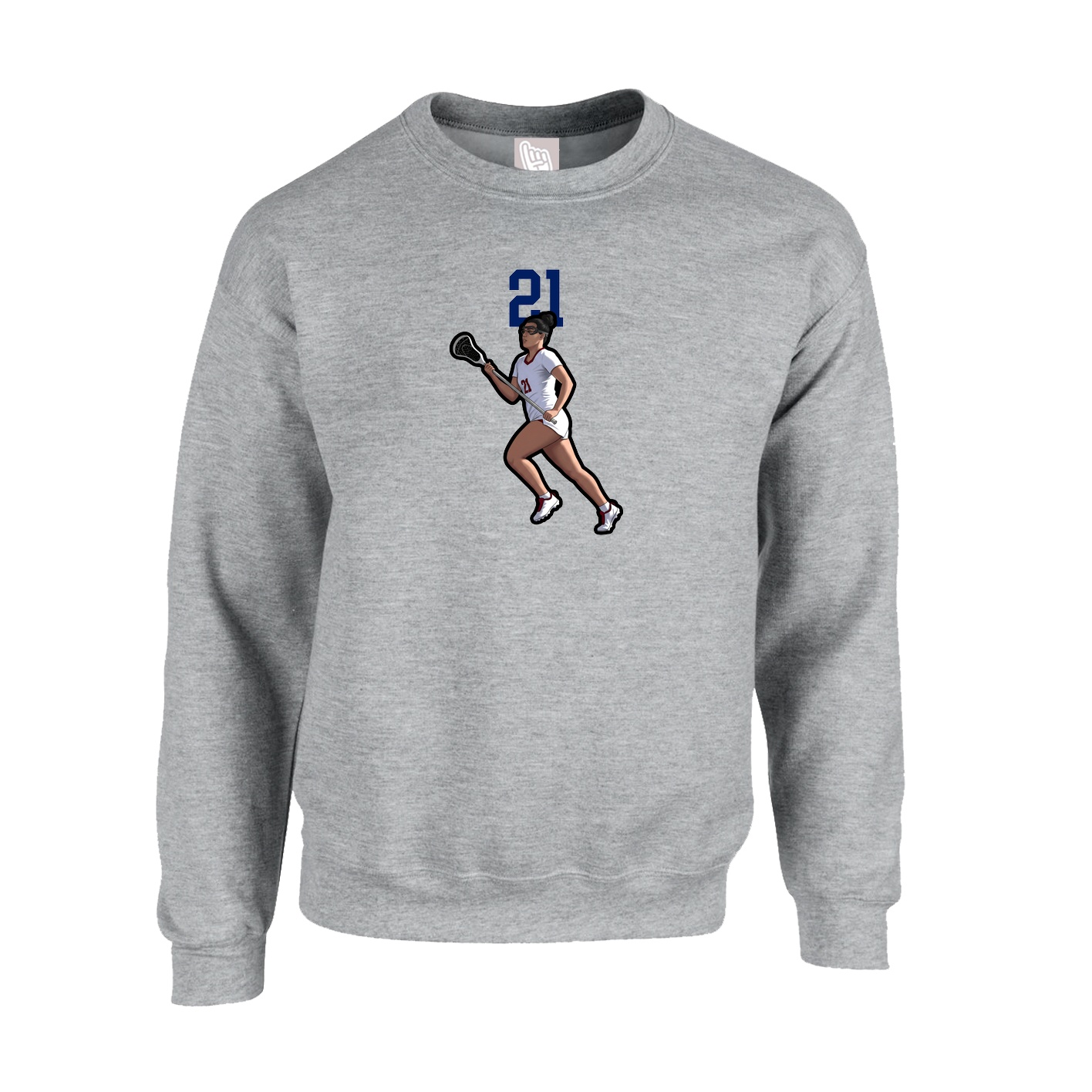 Fleece Crew — Number Top in Grey