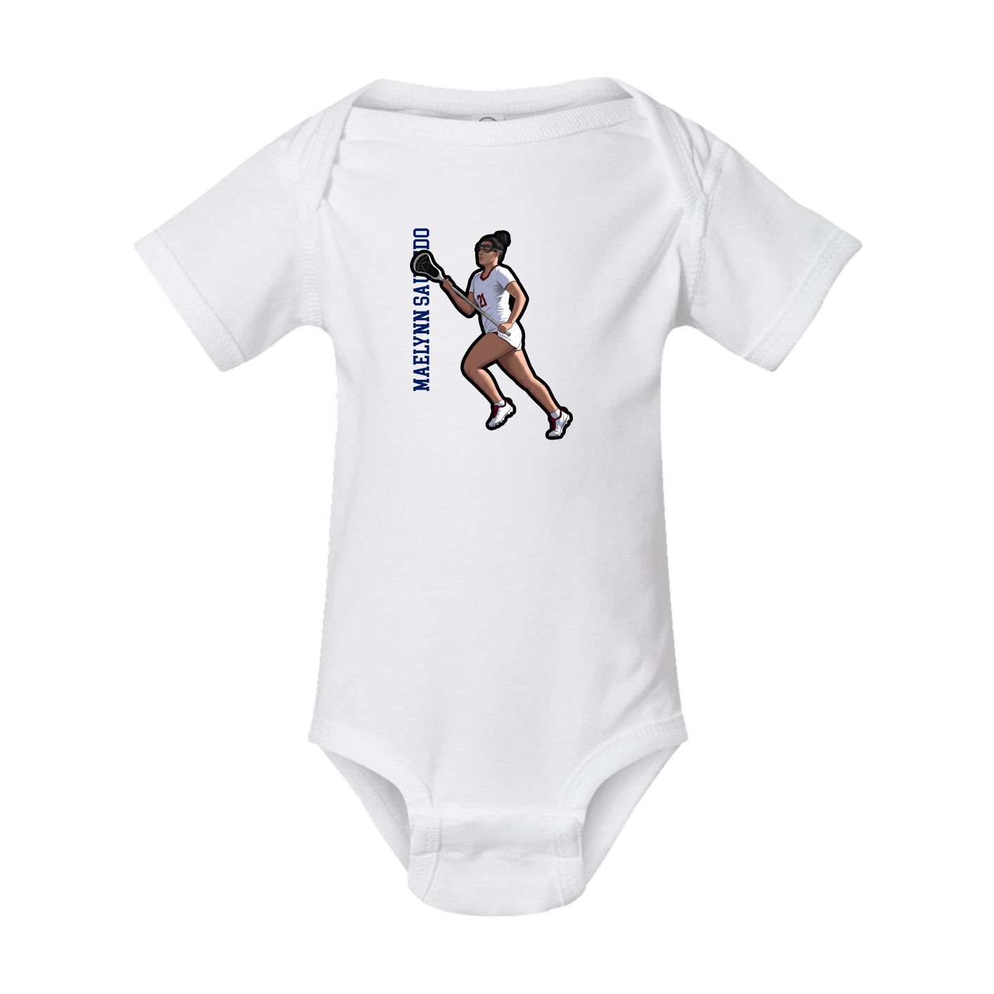 Baby Onesie — Name Vertical in White