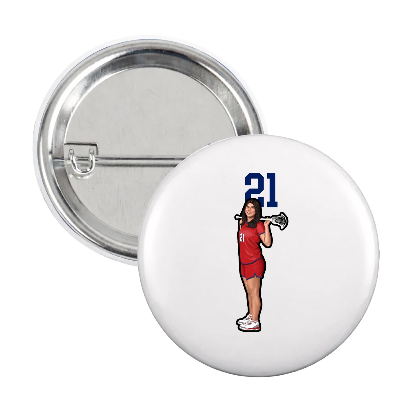 Game Day Button — Number Top in White