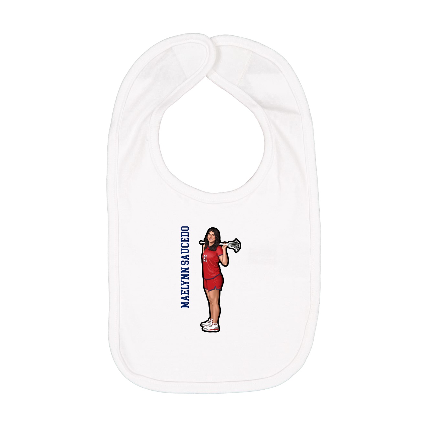Infant Bib — Name Vertical in White
