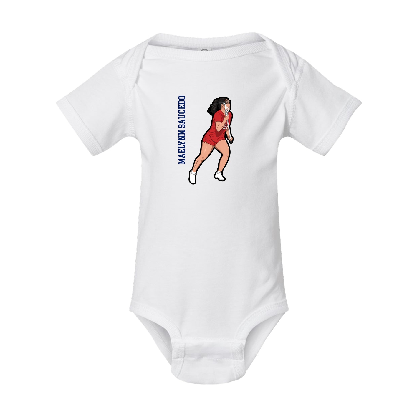 Baby Onesie — Name Vertical in White