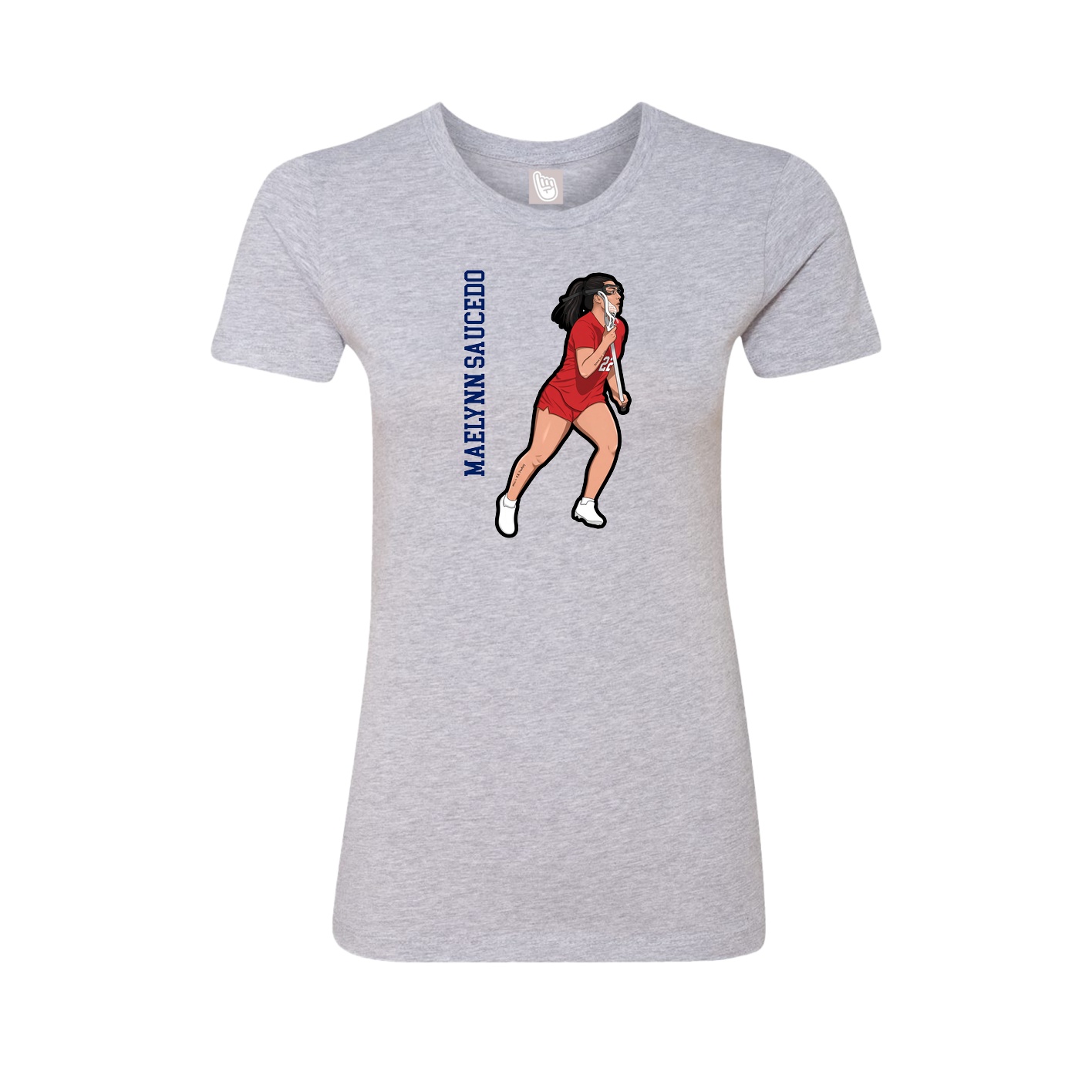 Fitted Women's Tee — Name Vertical in Grey