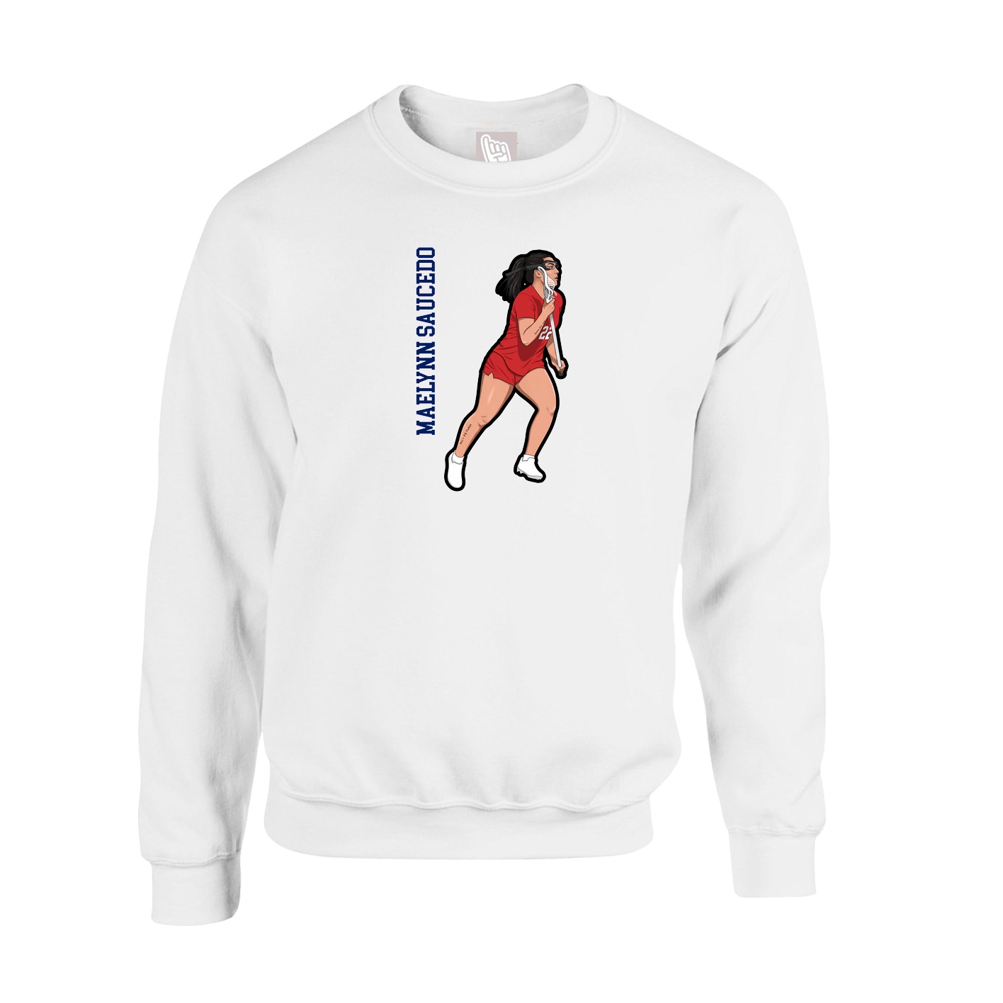 Fleece Crew — Name Vertical in White