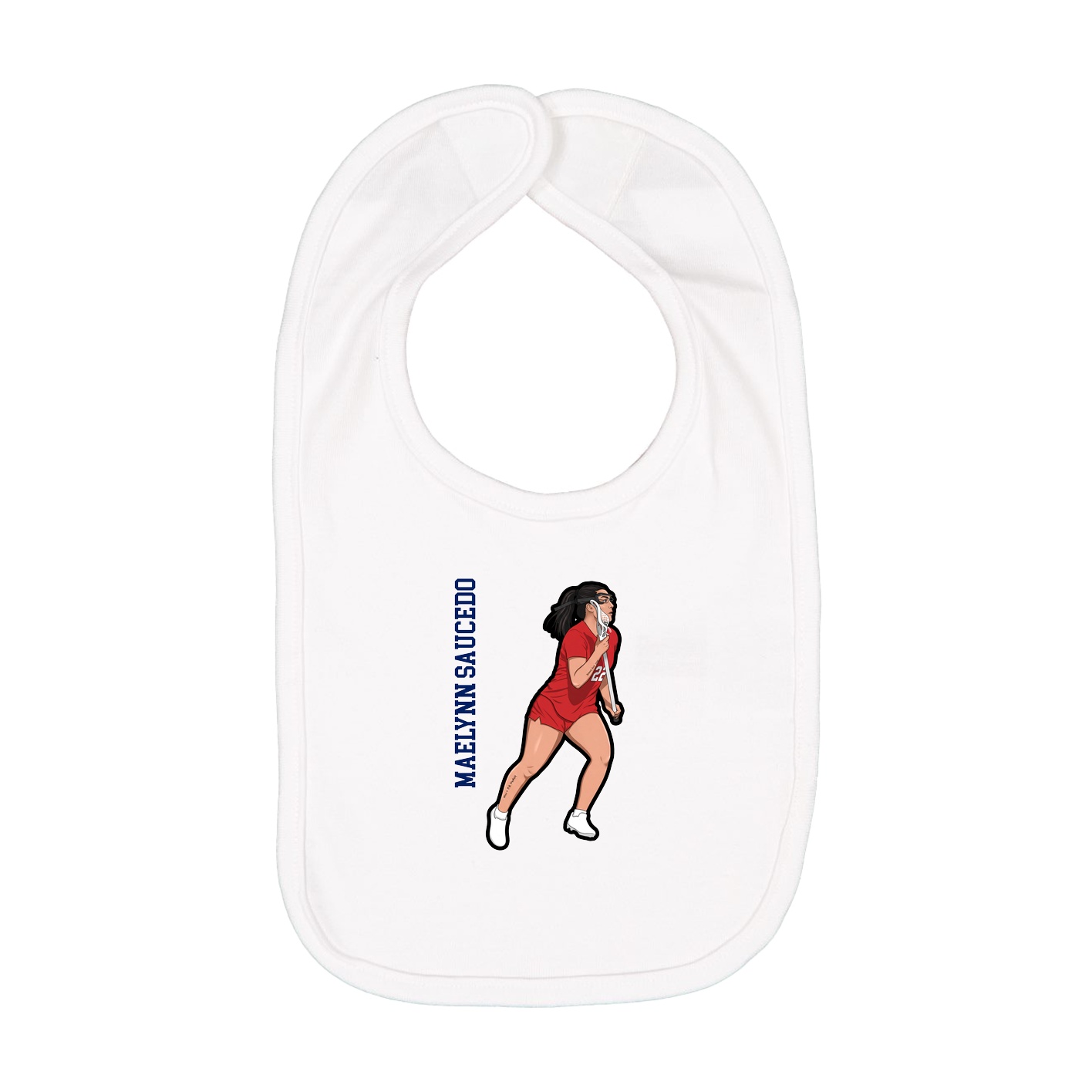 Infant Bib — Name Vertical in White
