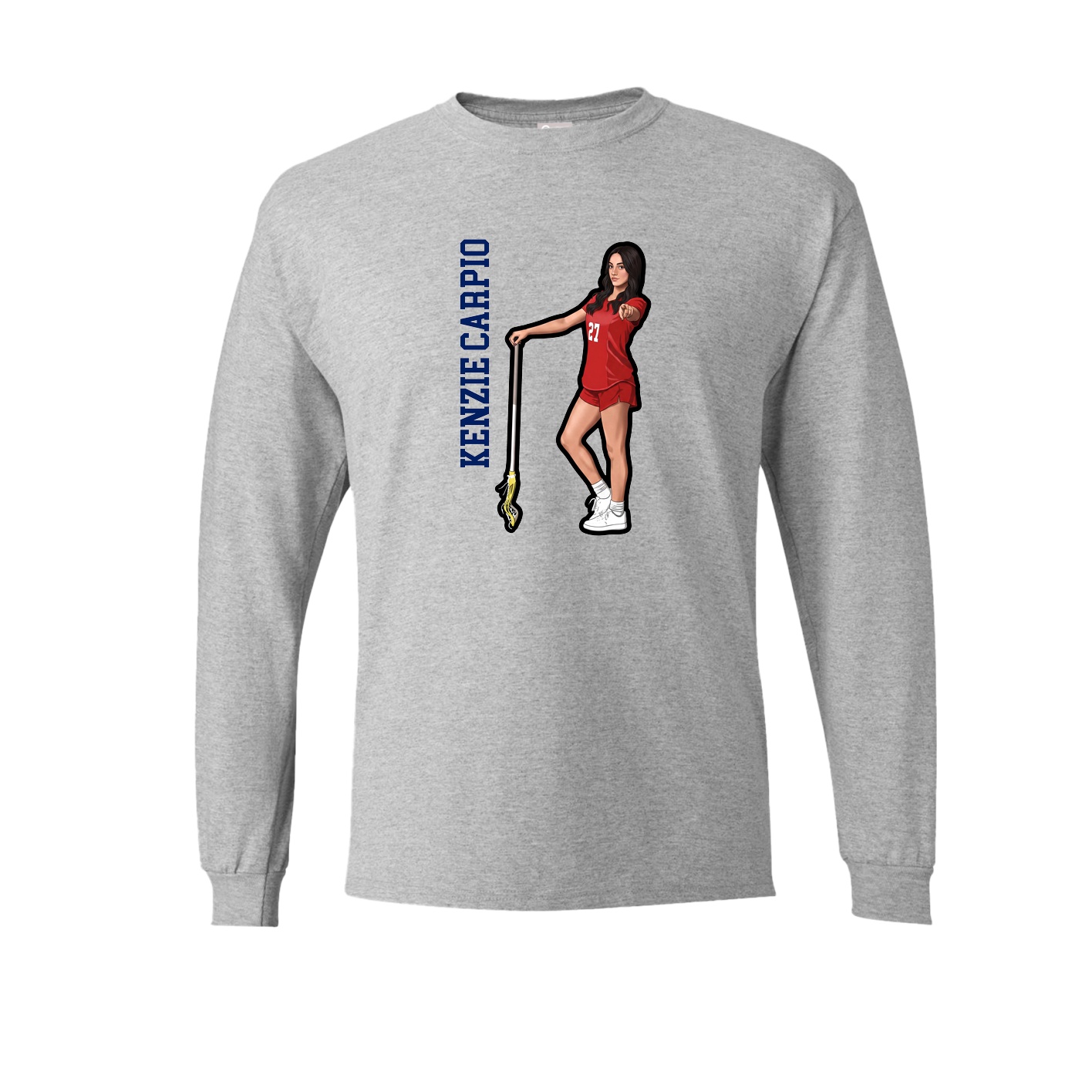 Long Sleeve Tee — Name Vertical in Grey