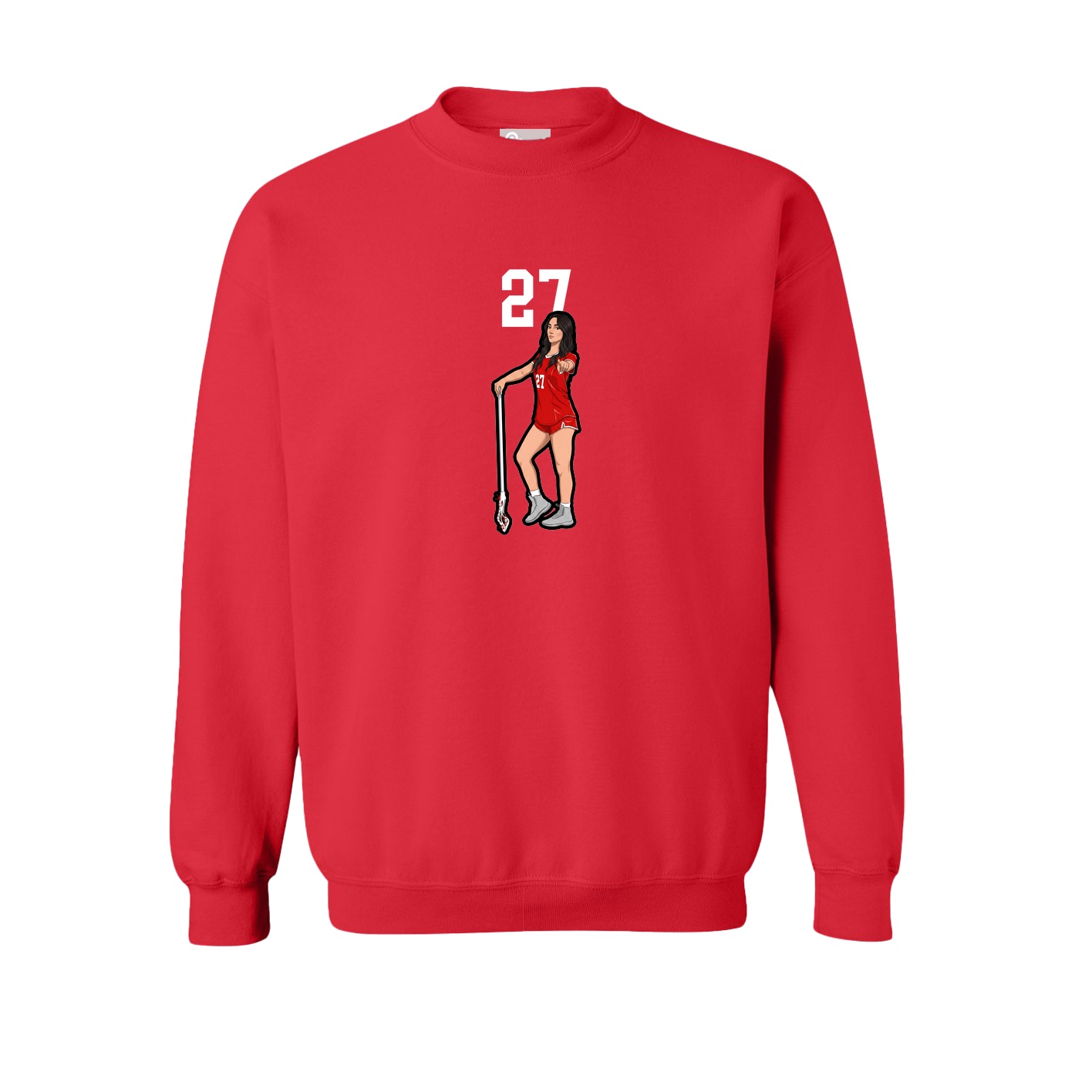 Fleece Crew — Number Top in Red