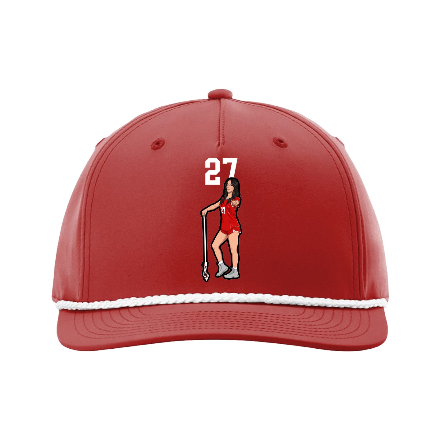 Five-Panel Classic Rope Cap — Number Top in Red