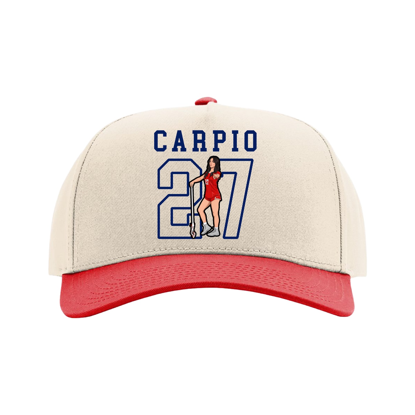 Full Fabric Five-Panel Champ Cap — Shirsey in Cream/Red