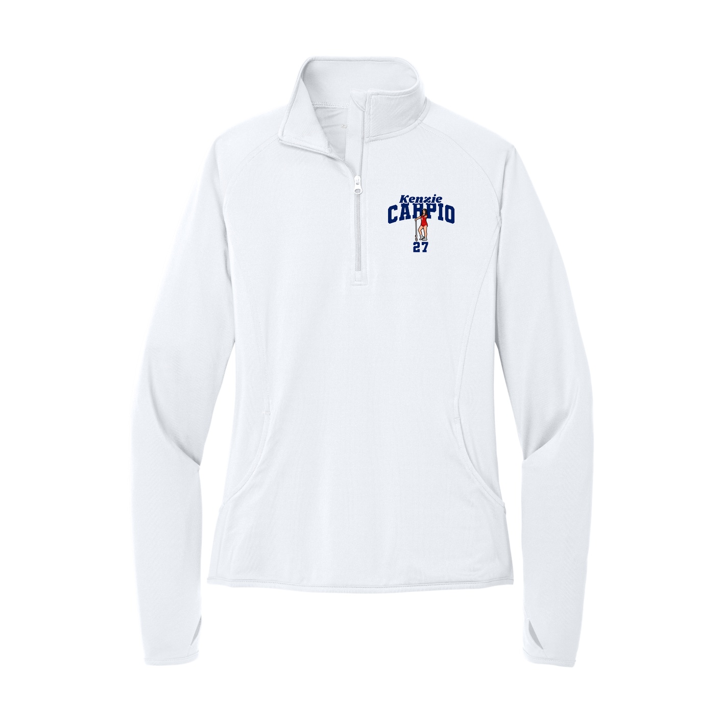 Women's Q-Zip Pullover — Signature Arch in White